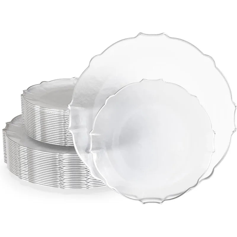 Elegant 80-Piece Tinted Plastic Plates