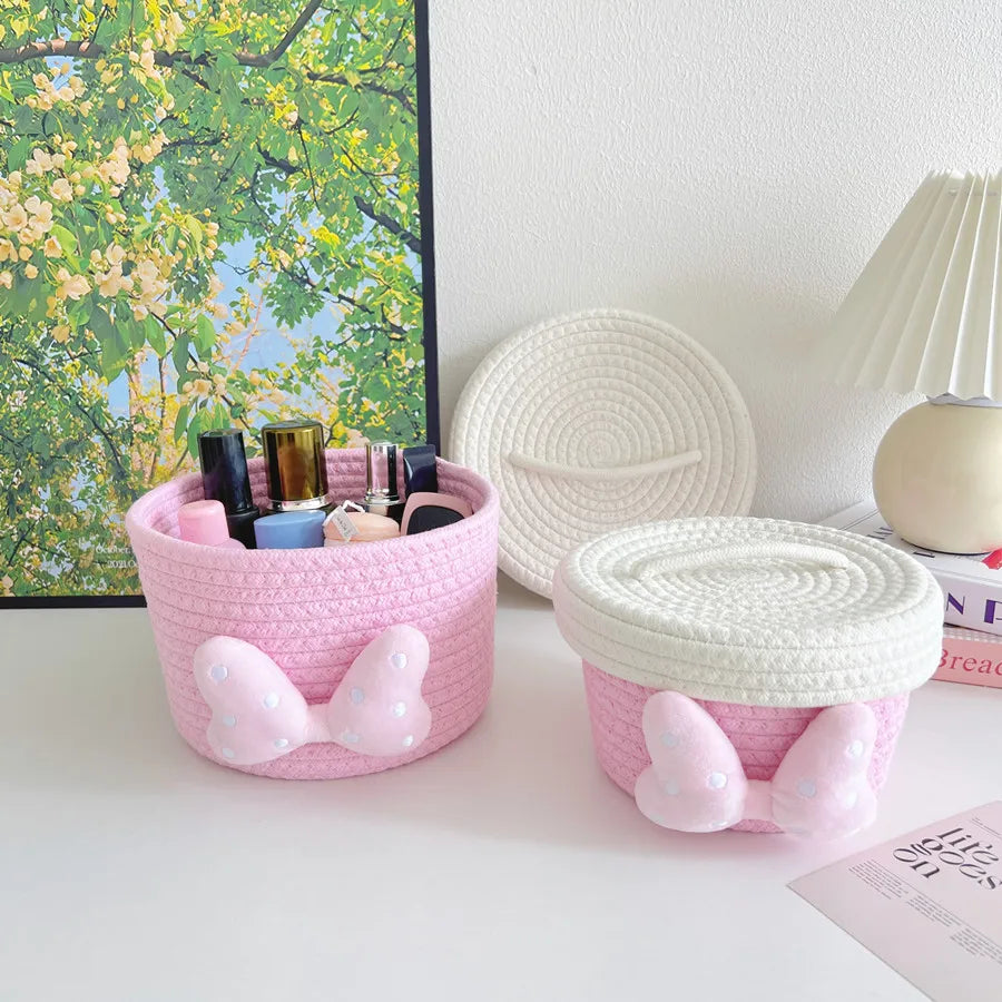 Cute Basket Storage Sundries with Bow