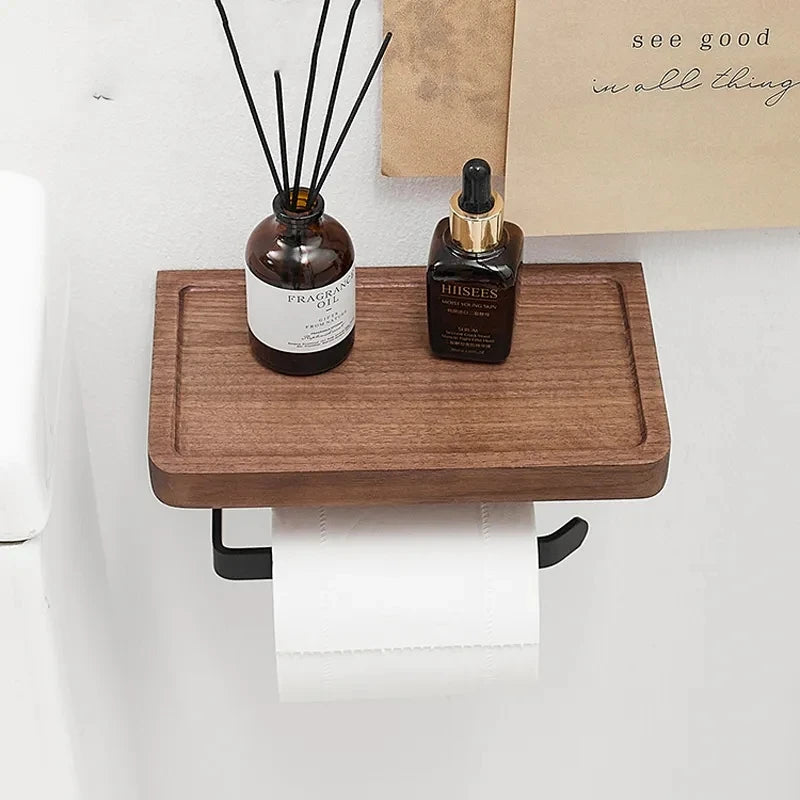 Wooden Toilet Paper Holder 