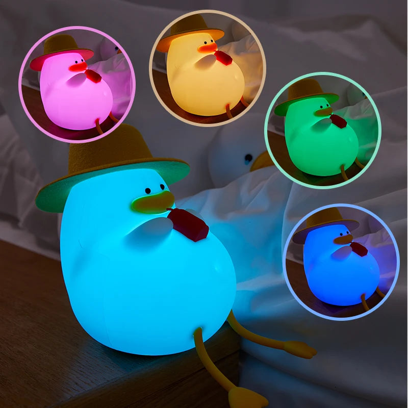 Soft Silicone Happy Duck LED Night Lamp