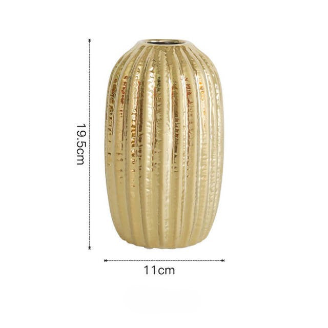 Elegant Golden Ceramic Wide Mouth Vase