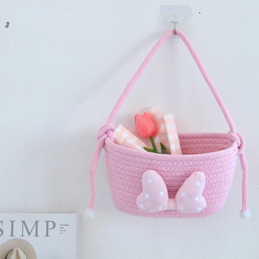 Cute Basket Storage Sundries with Bow