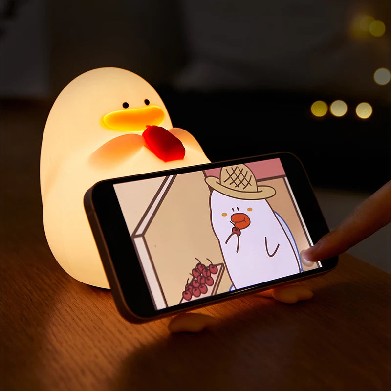 Soft Silicone Happy Duck LED Night Lamp