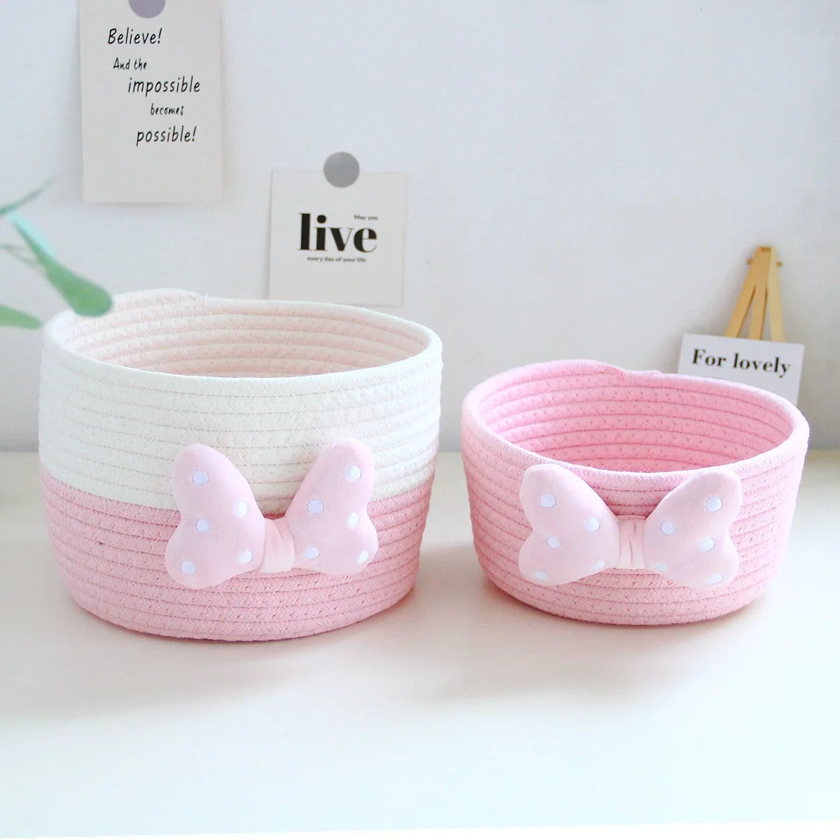 Cute Basket Storage Sundries with Bow