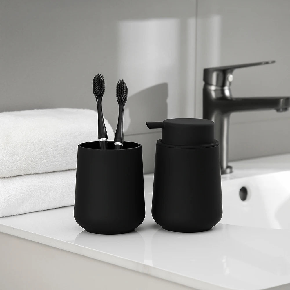 Elegant Matte Black Bathroom Accessory Set