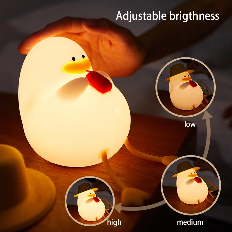 Soft Silicone Happy Duck LED Night Lamp