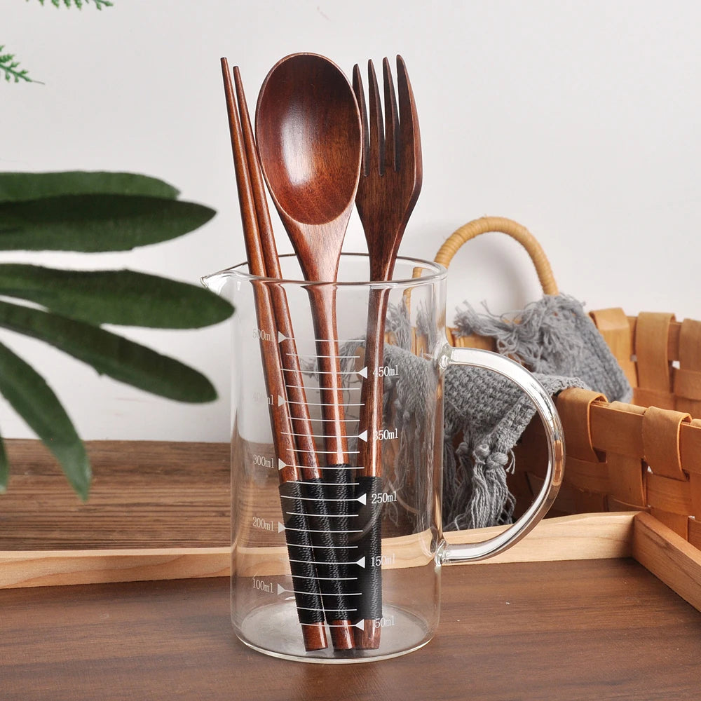 Wooden Cutlery Set in Rustic Style