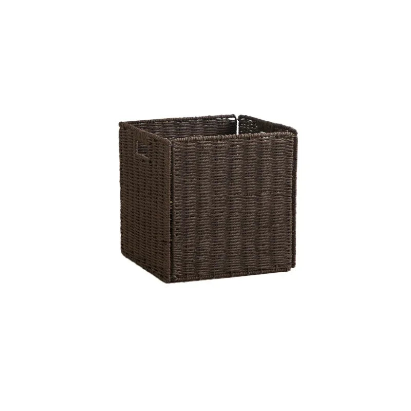 Stylish Folding Woven Storage Basket with Handle