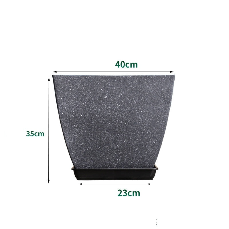 Outdoor square flower pot with tray