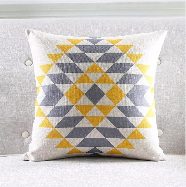 Modern Geometric Abstraction Linen Couch Pillow Cover