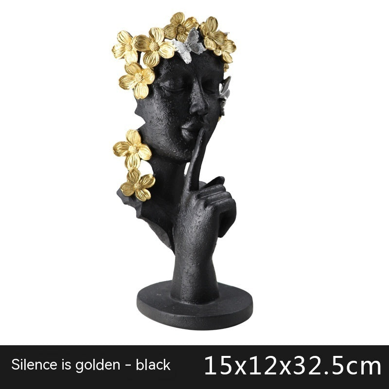 Silence Is Gold Creative Abstract Statue - European Style Resin Craft