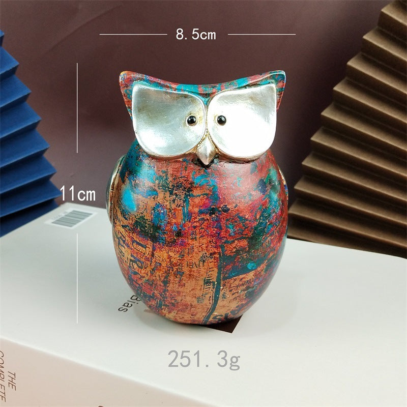 Modern Graffiti and Oil Painting Owl Resin Ornaments