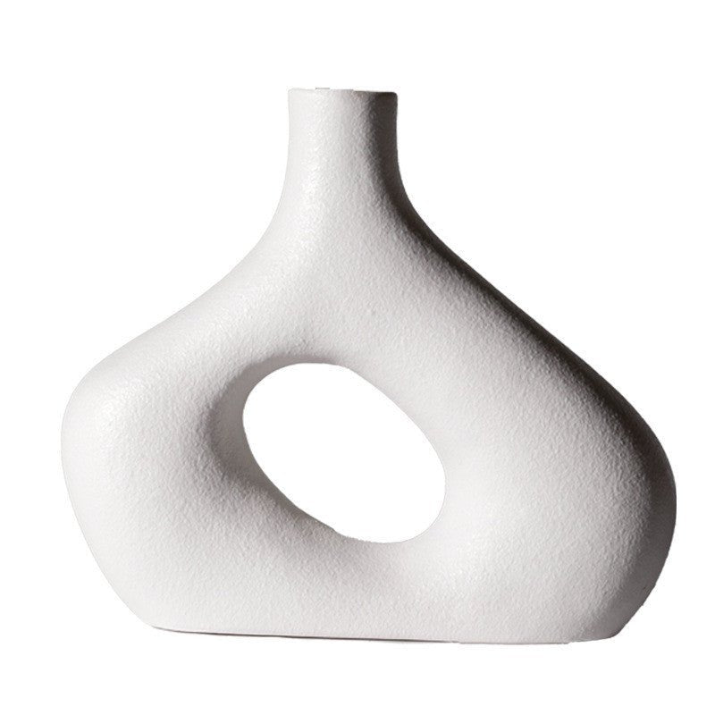 Abstract Design Unglazed Ceramic Vase with Matte Stoneware Texture - Max&Mark Home Decor