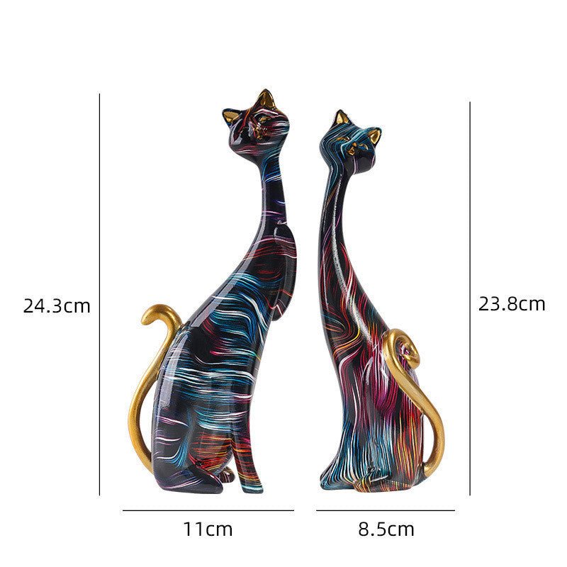 Artistic Kitty Ornaments - Creative Resin Cat Decorations for Home and Living Room - Max&Mark Home Decor