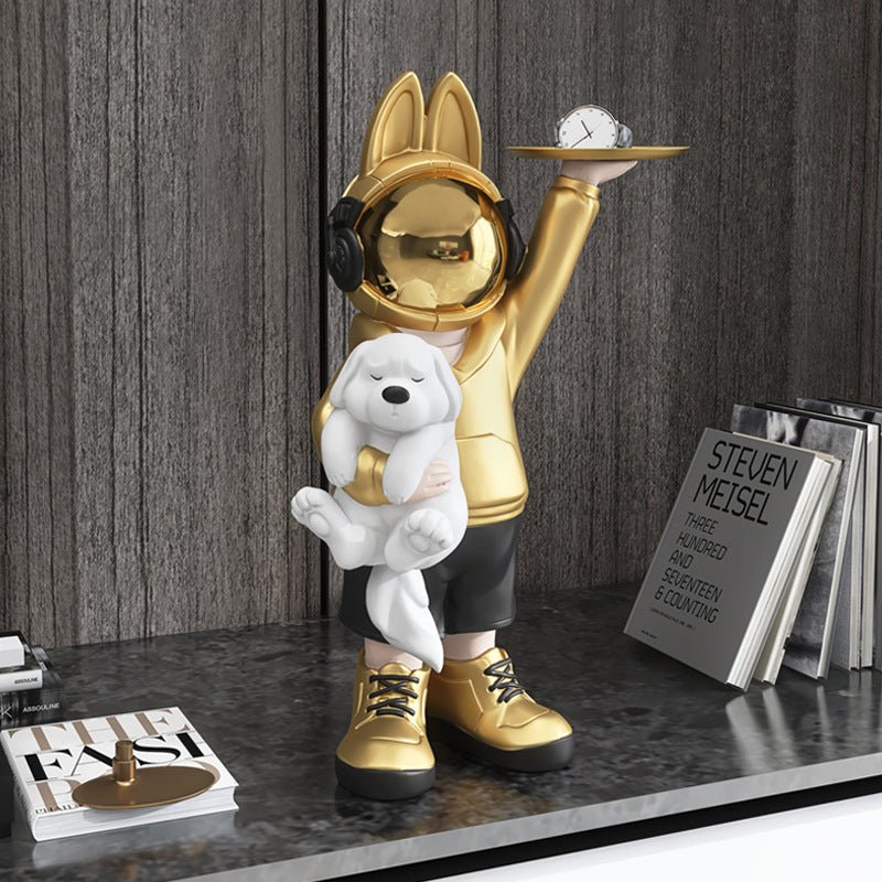 Astronaut Rabbit Living Room Decor - Glass Steel Carved Cartoon Rabbit - Max&Mark Home Decor