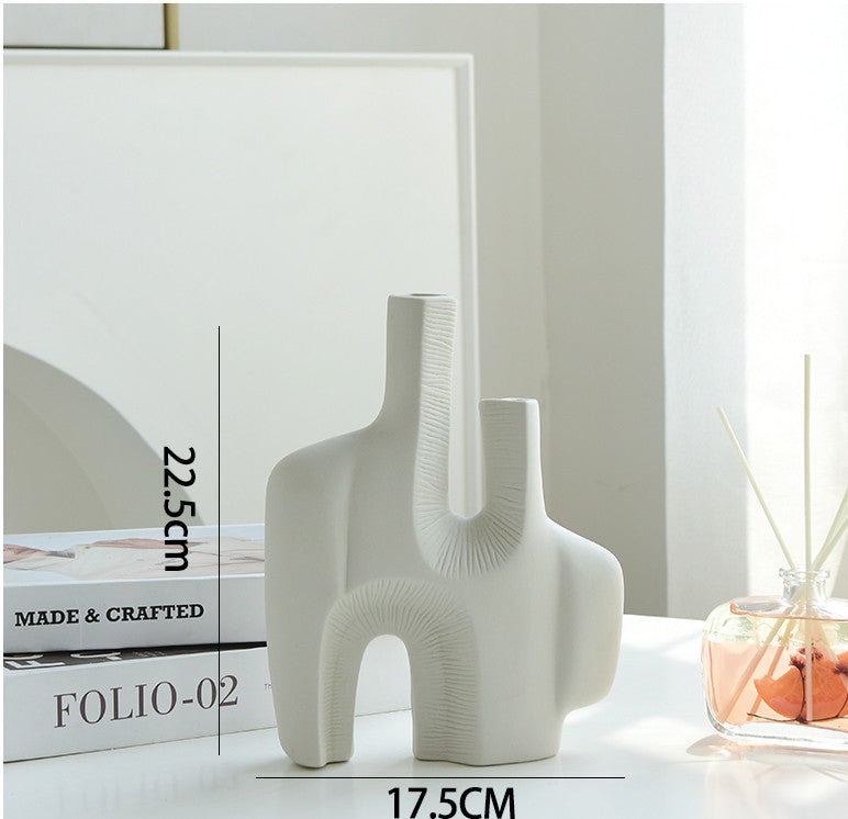 Whimsical Charm Ceramic White Vase