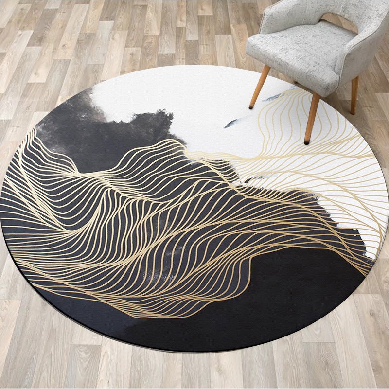 Black And White Rugs With Abstract Gold Painting - Max&Mark Home Decor