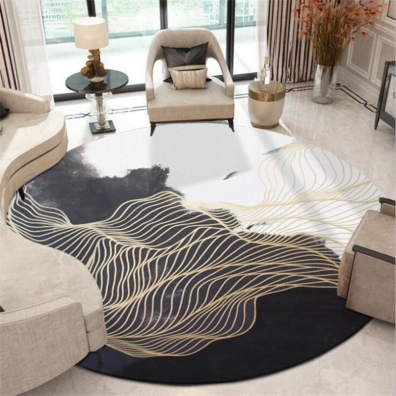 Black And White Rugs With Abstract Gold Painting - Max&Mark Home Decor