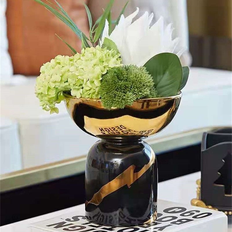 Black Gold Ceramic Plating Vase Decoration Ornaments - Max&Mark Home Decor