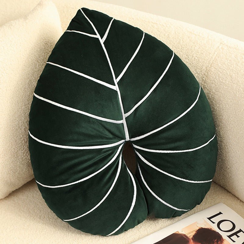 Botanical Green Pillow In The Shape Of Philodendrons - Max&Mark Home Decor