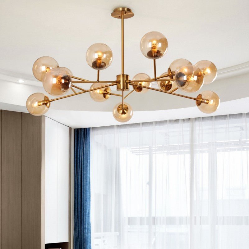 Brass Elegance Iron and Glass Chandelier - Max&Mark Home Decor