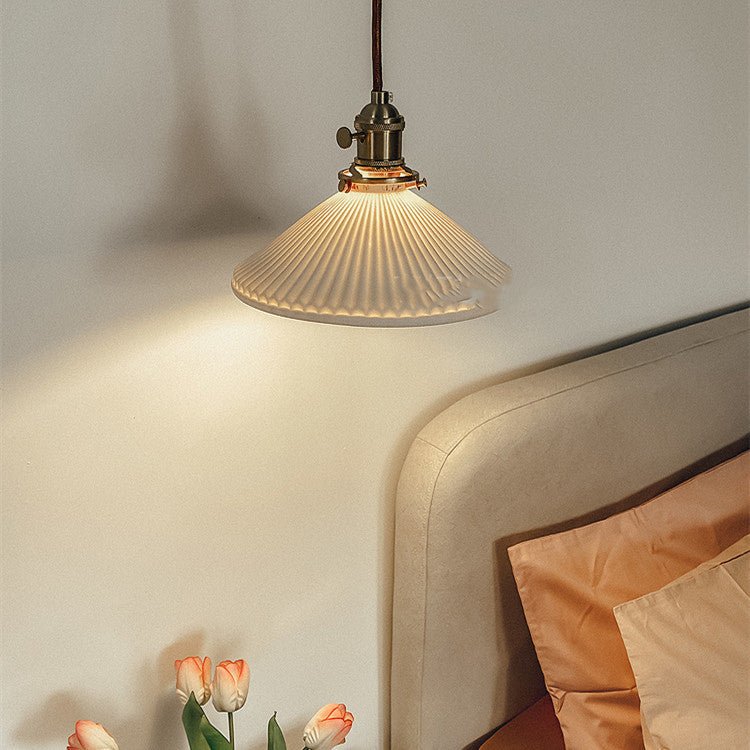 Brass & White Ceramic Pendant Light - Max&Mark Home Decor