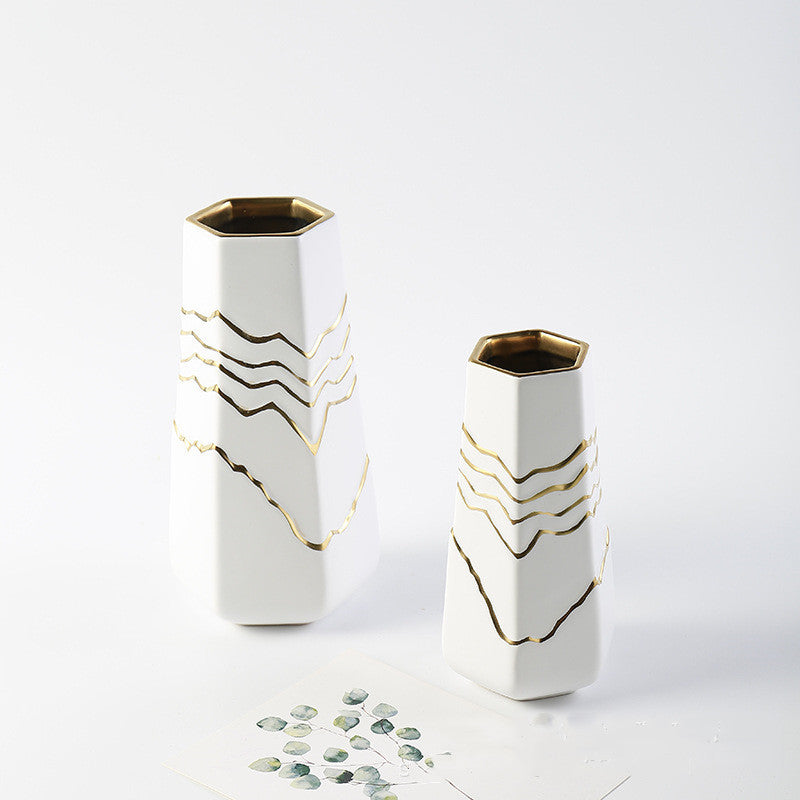 Nordic Simple Ceramic Hexagonal Vase