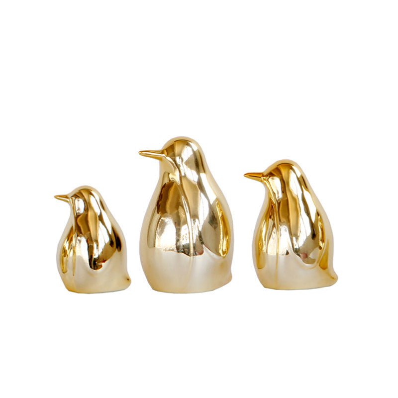 Cartoon electroplating golden penguin ceramic ornaments - Max&Mark Home Decor