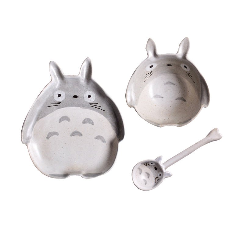 Cartoon Totoro Ceramic Set Bowl With Spoon And Plate - Max&Mark Home Decor