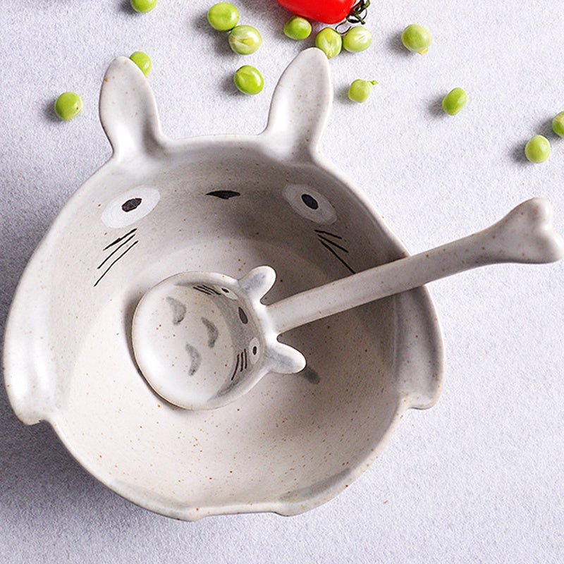 Cartoon Totoro Ceramic Set Bowl With Spoon And Plate - Max&Mark Home Decor