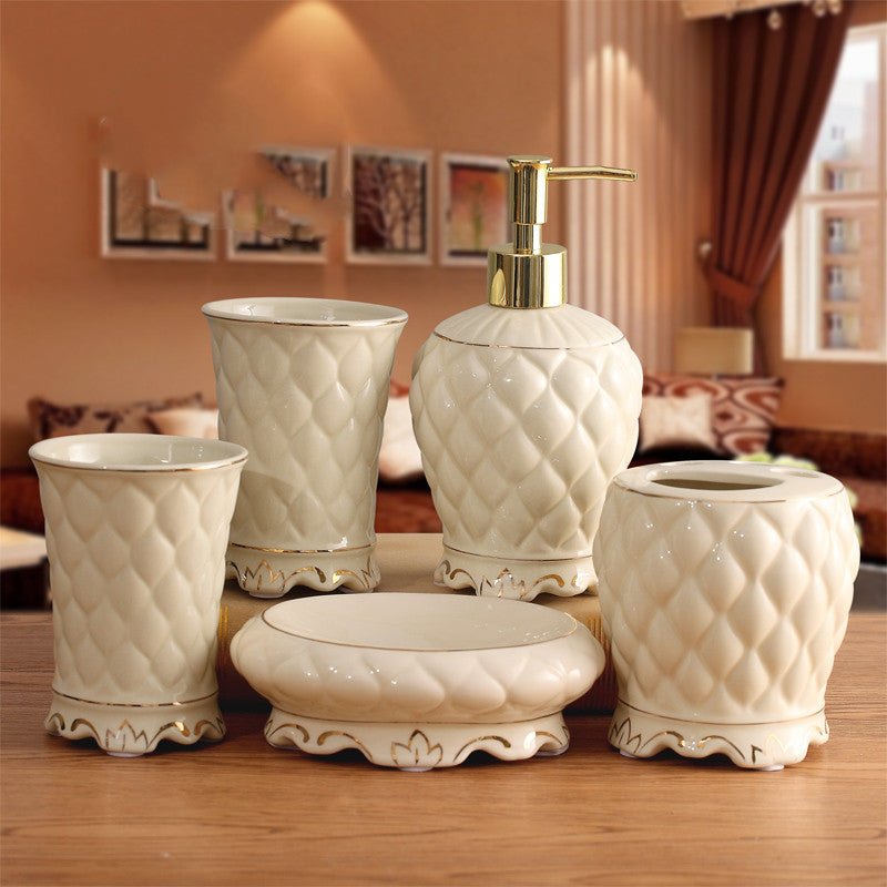Ceramic Bathroom Set Five - Piece In European Style - Max&Mark Home Decor