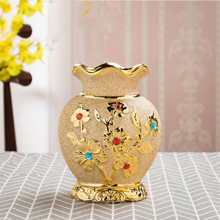 Ceramic Vase Electroplating Gold European Style Home Living Room Decoration - Max&Mark Home Decor