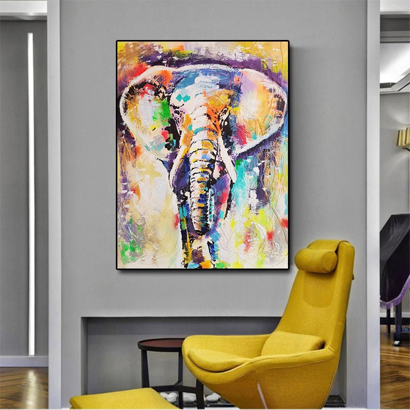 Color elephant inkjet oil painting oil painting printing home decoration painting - Max&Mark Home Decor