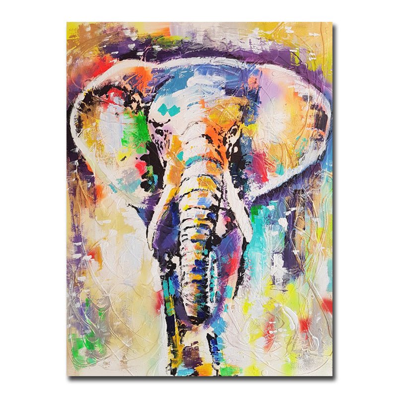 Color elephant inkjet oil painting oil painting printing home decoration painting - Max&Mark Home Decor
