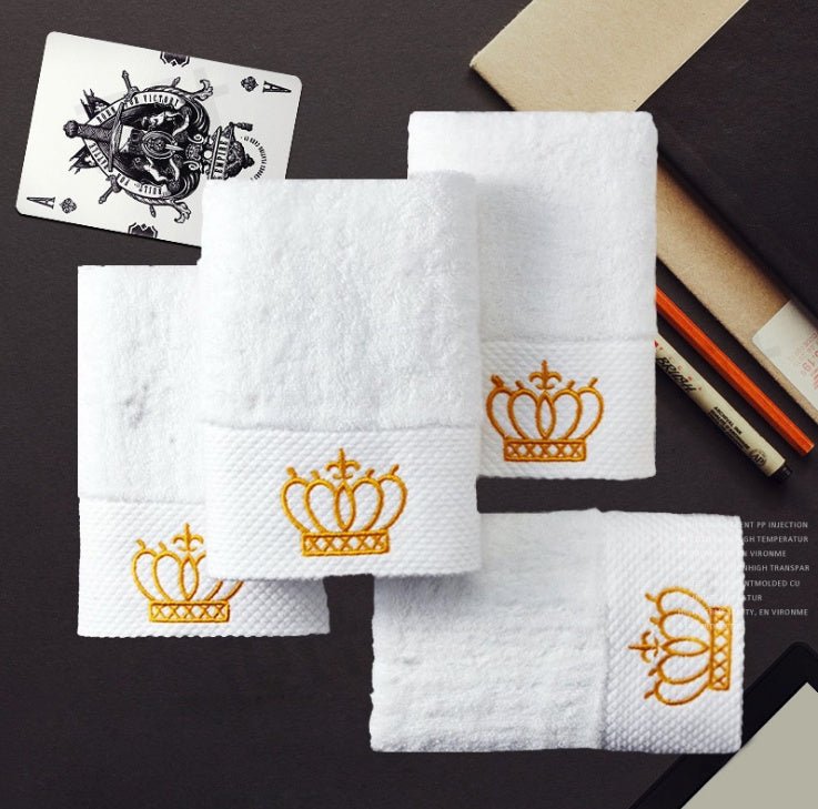 Cotton Towel With Embroidery Crown - Max&Mark Home Decor