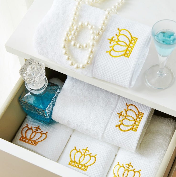 Cotton Towel With Embroidery Crown - Max&Mark Home Decor