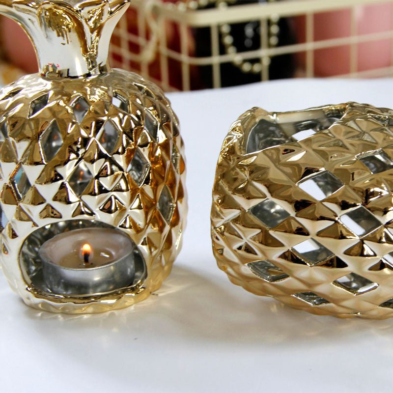 Creative Hollow Golden Ceramic Pineapple Wind Lamp - Max&Mark Home Decor