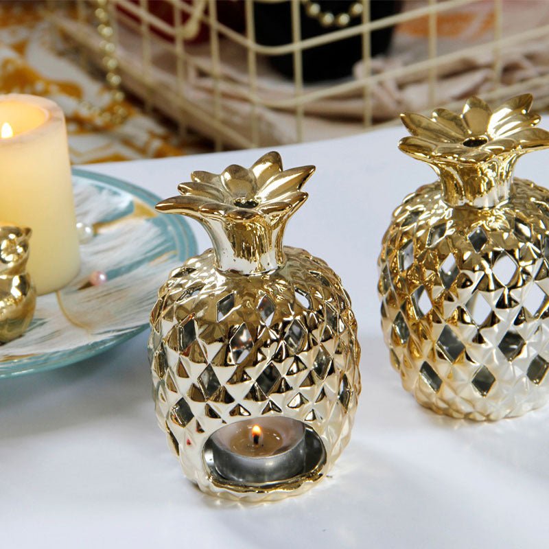Creative Hollow Golden Ceramic Pineapple Wind Lamp - Max&Mark Home Decor