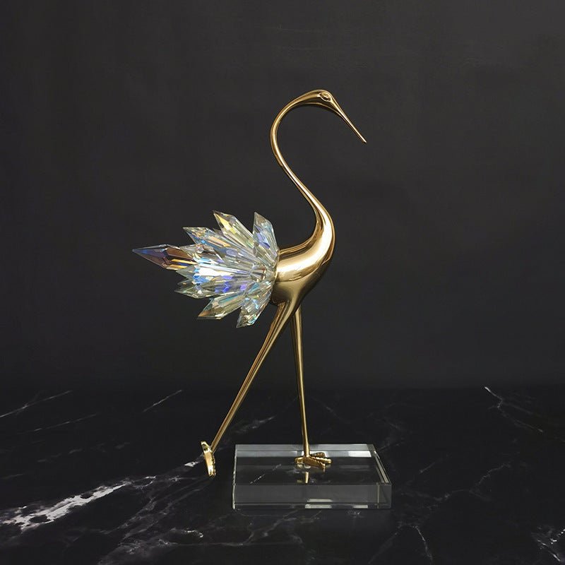 Crystal Feathered Copper Crane Statues - Max&Mark Home Decor