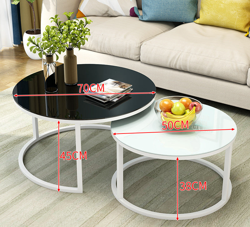 Elegant Round Coffee Table With Golden Accents