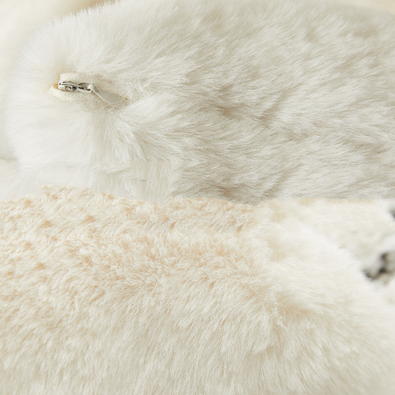 Luxury Double-Sided Rabbit Fur Lumbar Cushions