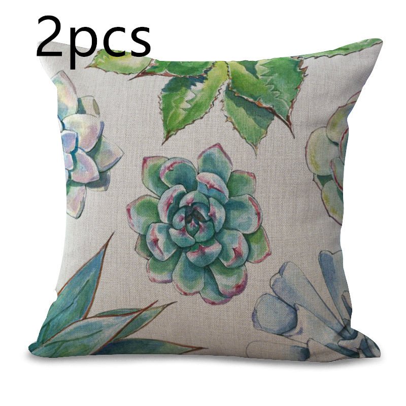 Decorative Cotton Pillow Cover with Plant - Max&Mark Home Decor