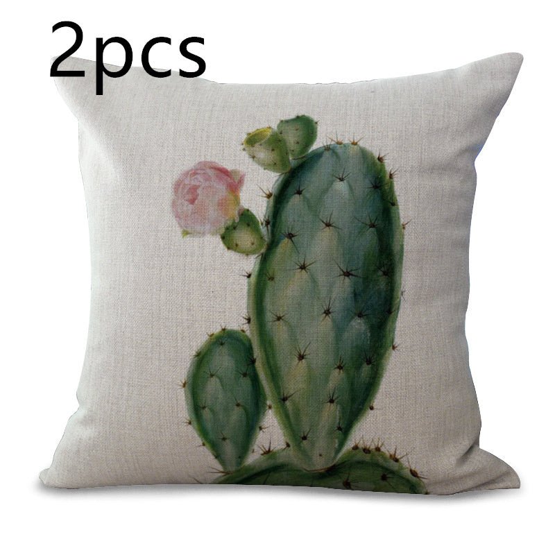 Decorative Cotton Pillow Cover with Plant - Max&Mark Home Decor