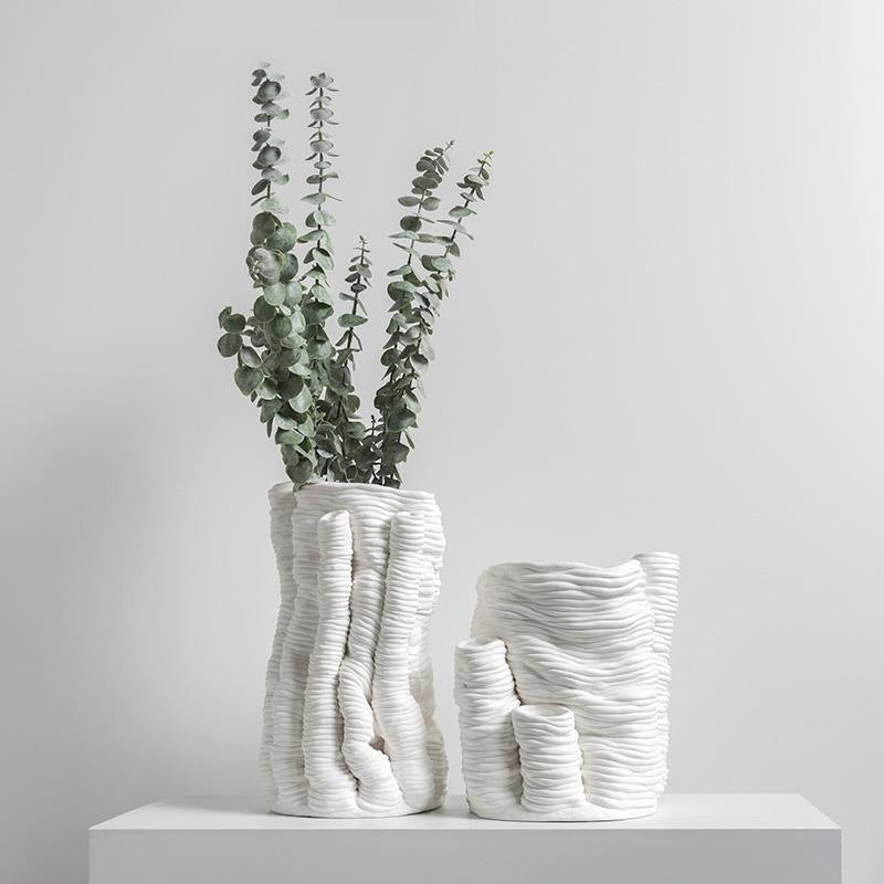 Sculpted Elegance: Geometric Resin Vase Collection
