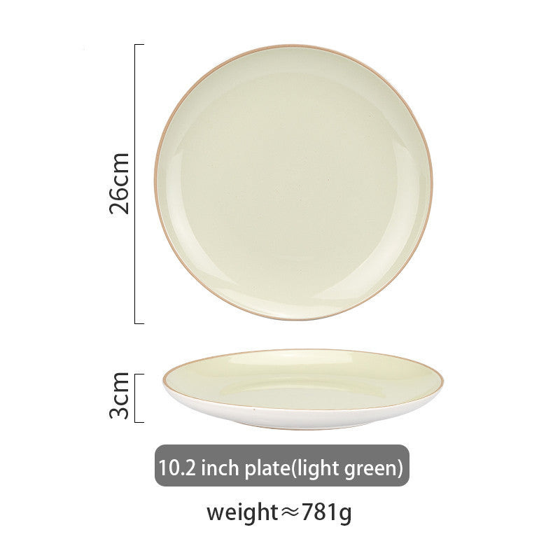 Nordic Minimalist Dark Green Porcelain Steak Plate