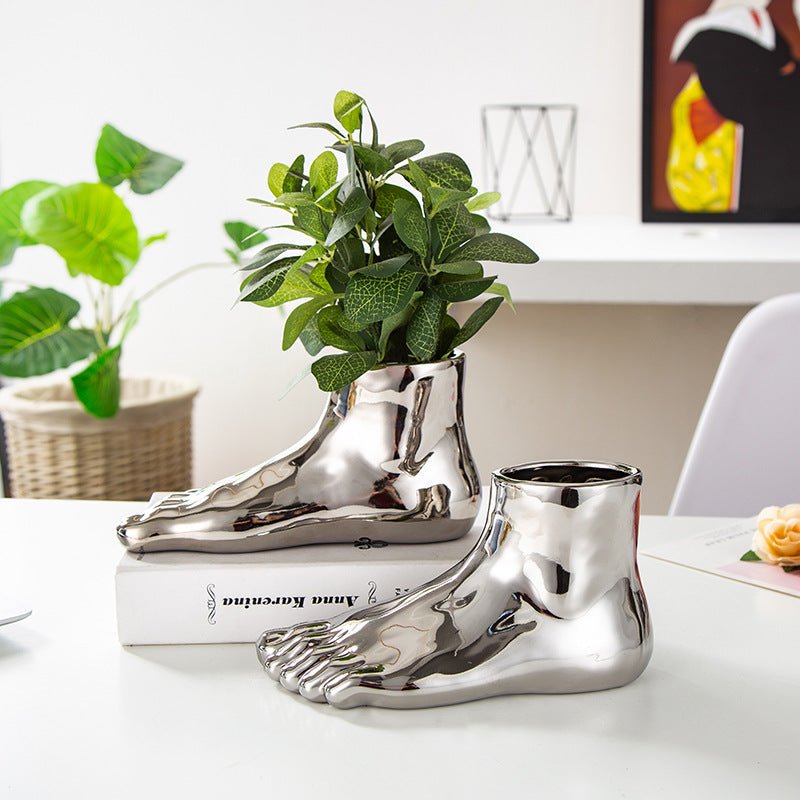 Electroplated Porcelain Foot Ornaments Flowerpot - Max&Mark Home Decor