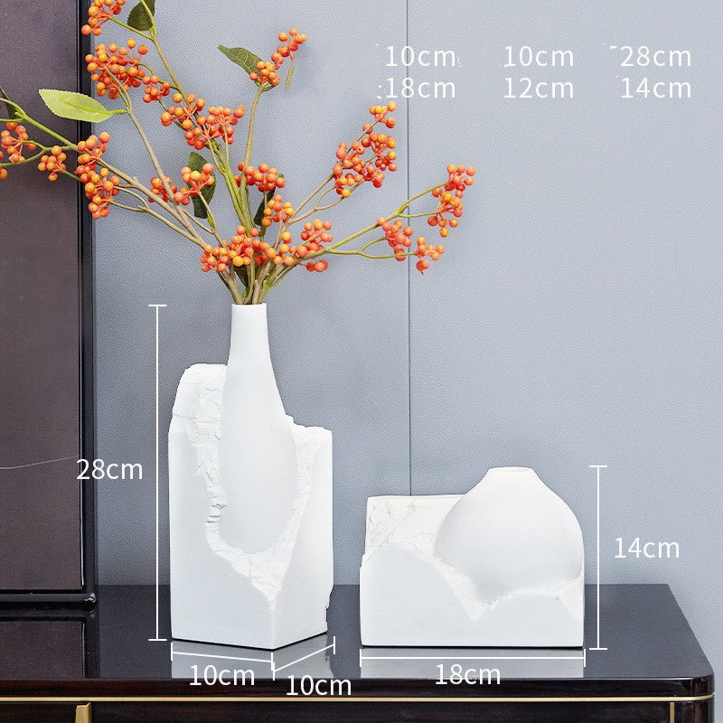 Elegance in Simplicity: White Sandstone Resin Vase Collection - Max&Mark Home Decor