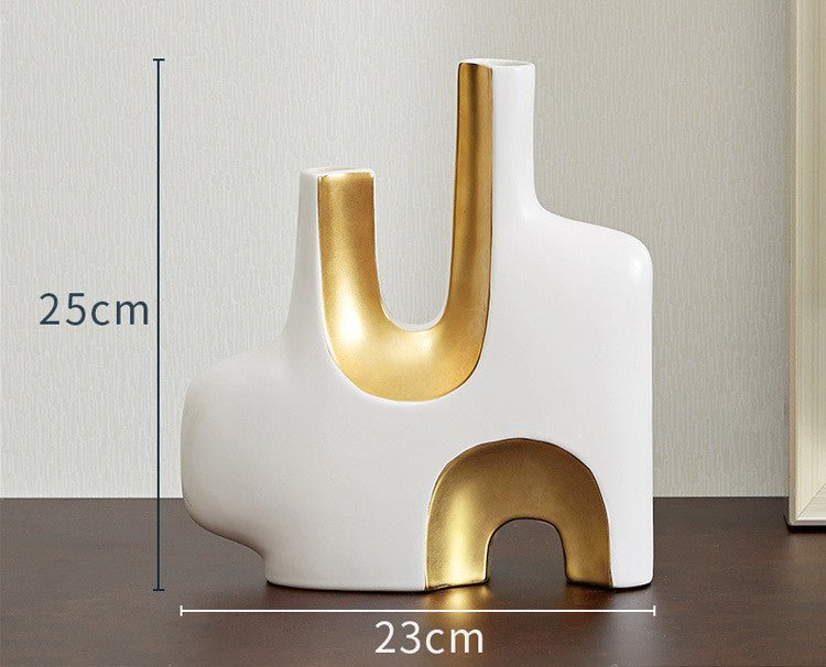 Elegant Abstraction: Luxury White Porcelain Vases with Golden Accents - Max&Mark Home Decor