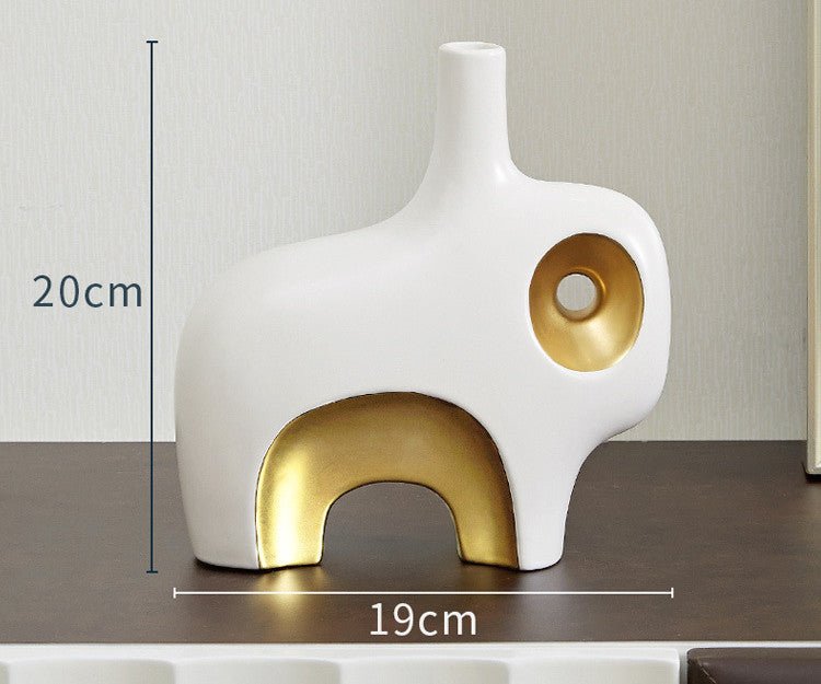 Elegant Abstraction: Luxury White Porcelain Vases with Golden Accents - Max&Mark Home Decor