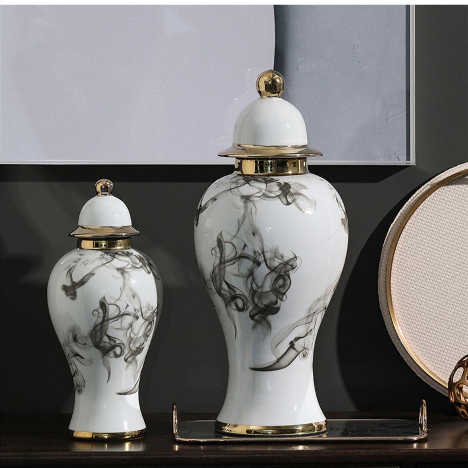 Elegant Chinese Ink Painting Ceramic Vases for Living Room Decoration - Max&Mark Home Decor